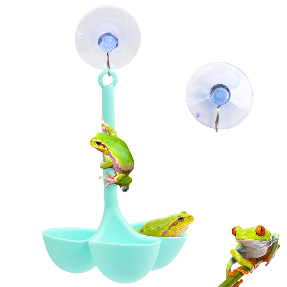 Photo 1 of 1 Pack Frog Habitat Hammock 3-Pod Small Amphibians Silicone Resting Spot Tree Frog Terrarium Accessories with Suction Cup (Blue)