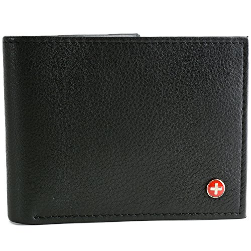 Alpine Swiss Men's Multi-Card Compact Center Flip Bifold Wallet Black