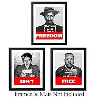 Black Leaders Wall Art Prints - Set of Three (8x10) Unframed Vintage Photos -Decor for Classrooms or Home - Great Gift for Black History Month - Martin Luther King, Malcom X and Rosa Parks - MLK