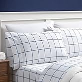 Nautica - Twin Sheets, Cotton Percale Bedding Set, Crisp & Cool, Fully Elasticized, Ideal Dorm Essentials (Plot Blue, Twin)