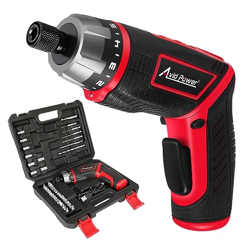 AVID POWER Elektrisches Schraubendreher-Set, wiederaufladbar, 4 V, Akkuschrauber-Set mit 44-teiligem Zubehör, 5,65 Nm Schraubenpistole, 5+1 Drehmoment