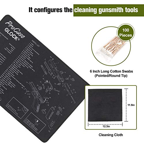ProCase Gun Cleaning Mat with Cotton Swabs and Cleaning Cloth, Pistol