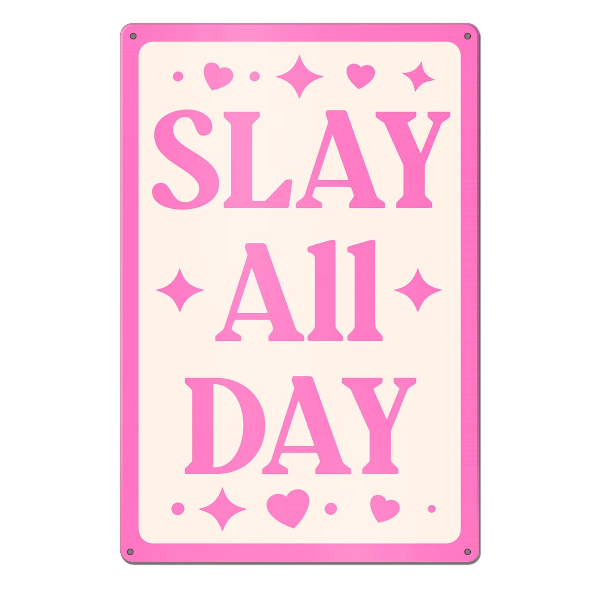 Photo 1 of **2 pack***Pink Girls Room Wall Decor Funny Slay All Day Metal Tin Sign for Girl Room Bedroom Dorm Wall Decor Girls Gifts, 8x12 Inches