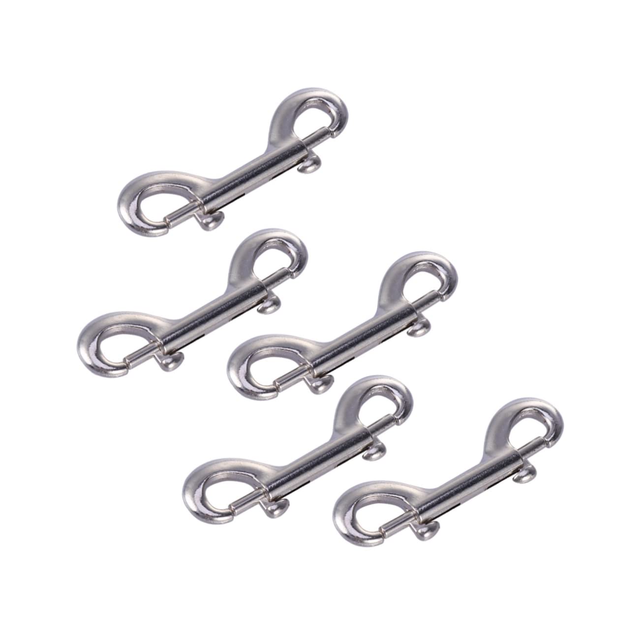 LIOOBO 5Pcs Double Ended Bolt Snap Durable Stainless Steel Double End Clip Scuba Diving Hook (Silver)