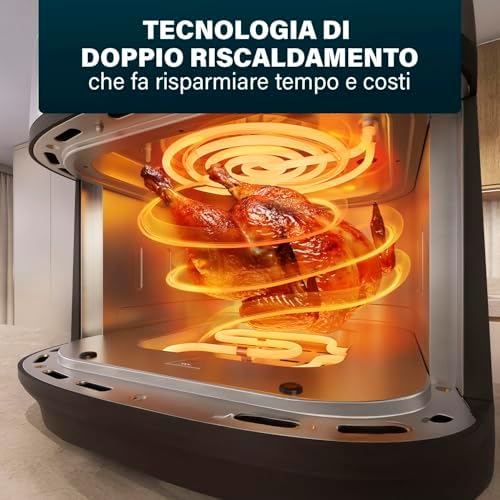 Dual Heat Airfryer 8L XXL, Friggitrice ad aria con Doppio Elemento Riscaldante per una Cottura più Rapida e Risultati Croccanti, 15 in 1, Senza BPA e PFAS, 2000 W, 182280