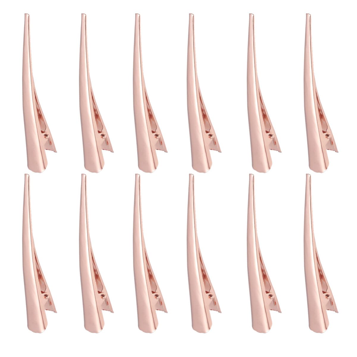 FRCOLOR 12pcs Large Alligator Hair Clips Non-Slip Duckbill Metal Clips Hair Barrette Clips for Styling Salon Sectioning (Rose Gold)