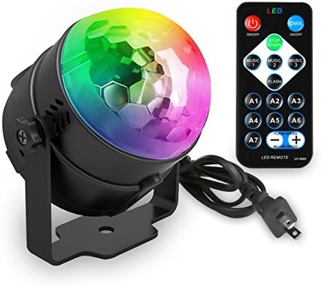 Sound Activated Party Lights, KUMEDA Disco Ball Strobe Lights with Remote Control 7 Colors Stage Lights for Christmas Parties DJ Karaoke Wedding Outdoor Holidays Dance Parties.