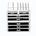 Intriom Acrylic 3 Piece Makeup Organizer 7 Drawers Cosmetic Organizers Jewelry and Cosmetic Storage Grid Holders Display Box Colorless Two Piece Set with Removable Black Mesh Padding
