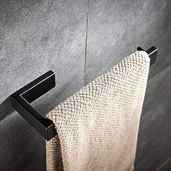 YJ YANJUN Modern Hand Towel Holder Wall Mounted Stainless Steel Towel Ring for Bathroom Matte Black