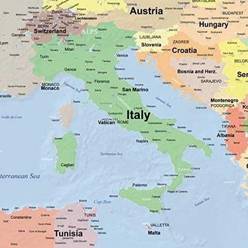 世界地図 ヨーロッパ ポスター 大型 英語版 ラミネート加工 インテリア おしゃれ かっこいい B07sxjv2my 2 700円 大人気 New Arrival 最安値挑戦 年中無休 高品質 通販