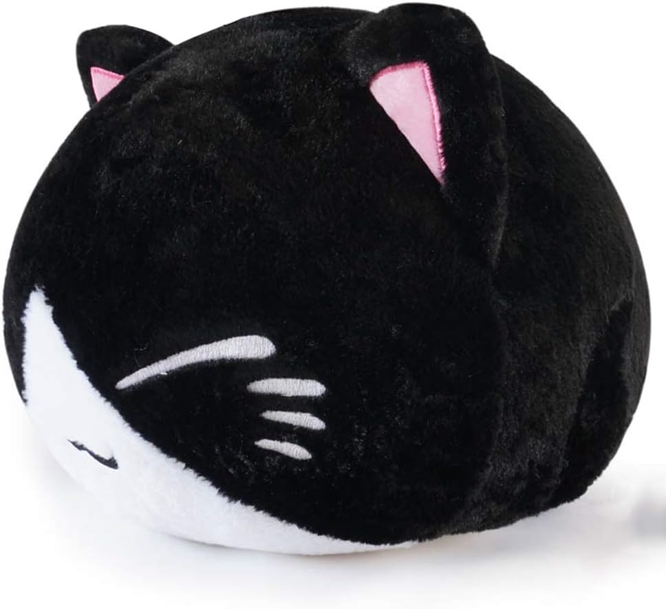 unlockgift Super Cute Fluffy Big Cat Plush Toy Plush Pillow 15" Black