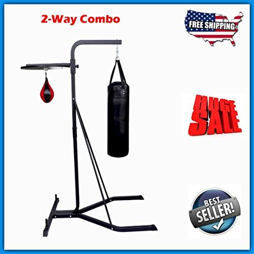 Kick Box Stand Punching Kicking Strike Bag Inflatable Speedball Adjustable Steel Frame Combo Equipment Unit.For Home GYM Workout Training Fit Martial Arts Muay Thai Improve Skills Speed Health Cardio
