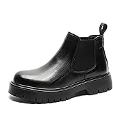 ZHOUPULP Mens Chelsea Boots Comfort Platform Work Boots Zipper Leather High Top Motorcycle Boots