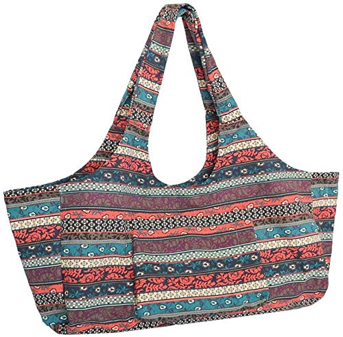 Fnoko Bohemian Yoga-Mat-Tote Storage Bag Pilates Clothing and Gym Accessories Carrier Large Capacity