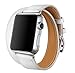 For Apple Watch 38MM, Sunfei Long Genuine Leather Band Double Tour Bracelet (White)