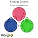 Roysili 3 Pack Dog Cat Food Can Cover, BPA Free Silicone Pet Can Cover for Multiple Sizes Dishwasher Safe Can Food Lids Blue + Green + Pink