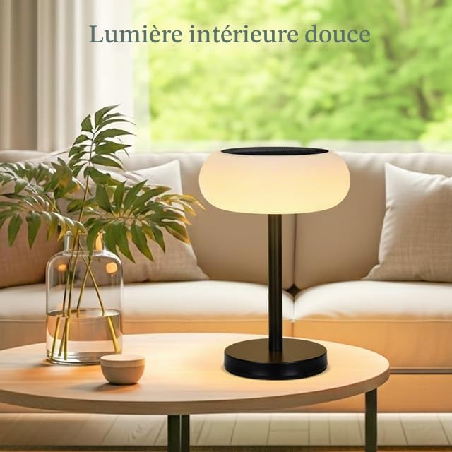 Rosnek Wireless LED Solar Table Lamp, 4000mAh Battery, 3 Color Modes & Continuous Dimming, IP65 Waterproof with Remote Control, USB-C Charging & Solar Power (Pack of 2)