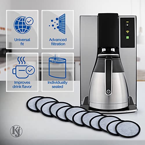K&J Mr. Coffee Charcoal Water Filter Discs Replacement 12Pack Fits Most Mister Coffee Machine