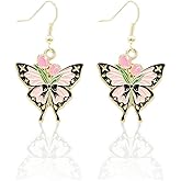 Butterfly Earrings for Women, Rainbow Color Drop Dangle Piercing, Trendy Insect Party Jewelry Gifts