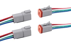Flytuo Deutsch DT 6 Pin Connector 2 Pack - Waterproof Male Female Plug Socket Quick Disconnect for Car, Truck, Boats, LED Work Light - 16AWG, Grey