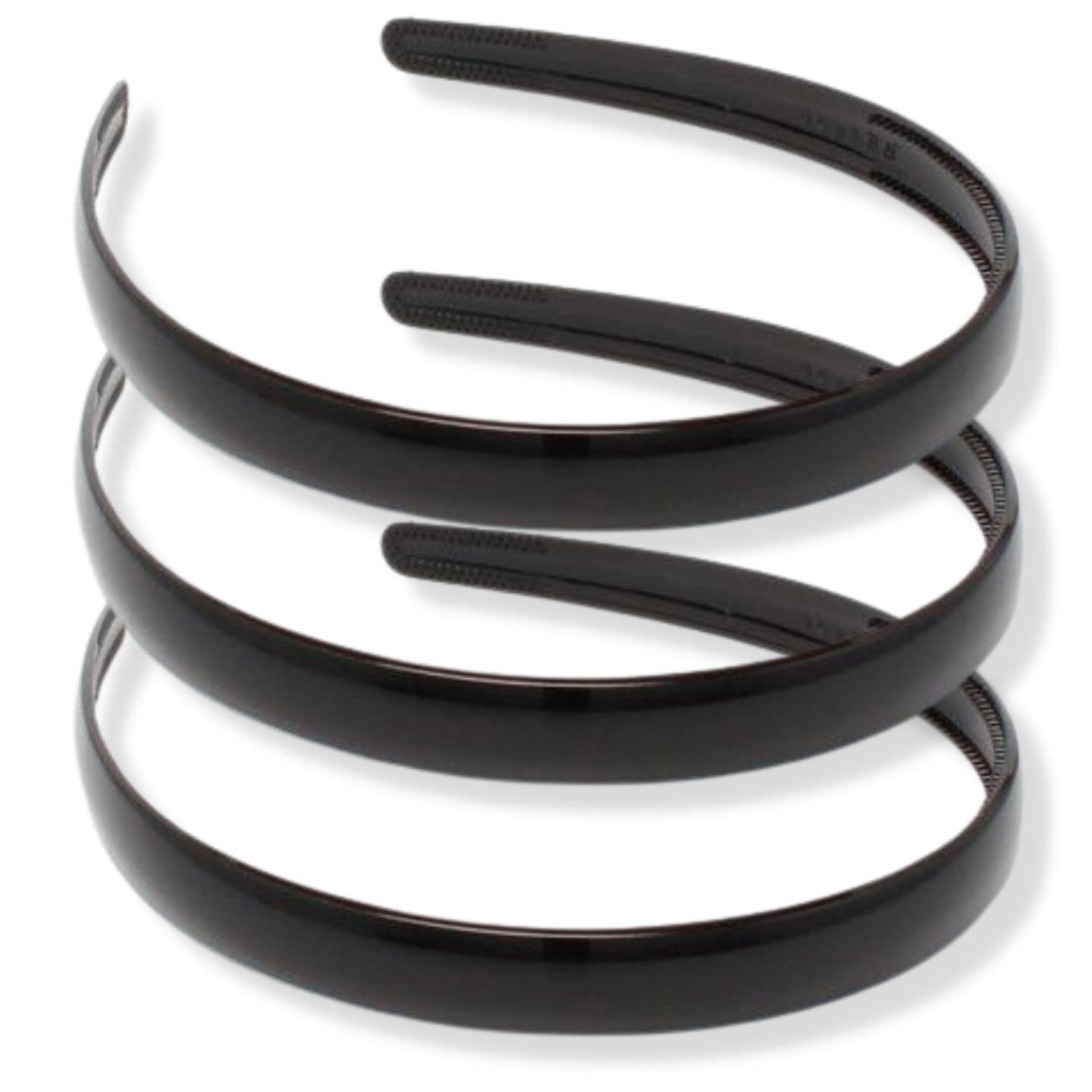 Topkids Accessories Plastic Alice Bands Hair Bands Head Bands Black Clear Tortoise Tort Brown Hairband Headband Aliceband Women Girls Men Boys Wide Teeth Comb - Pack of 3 (1.5cm Black)