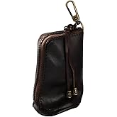 CALFOVERA Cowhide Leather Mini Medieval Purse Keychain Middle Age Genuine Leather Zipper Coin Holder Pouch Handmade Travel Change Organizer Wallet Vintage Storage Bag for Halloween Men Women (Coffee)