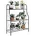 MORITIA 3 Tier Metal Plant Stand Scrollwork Design Indoor and Outdoor Flower Rack, Home Storage Organizer Shelf, 28 x 9.6 x 30 inch