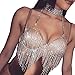 Shiny Sequin Chain Bra Jewelry | Silver Rhinestone Body Chain Sequins Bra Bikini | Diamond Jewel Bra