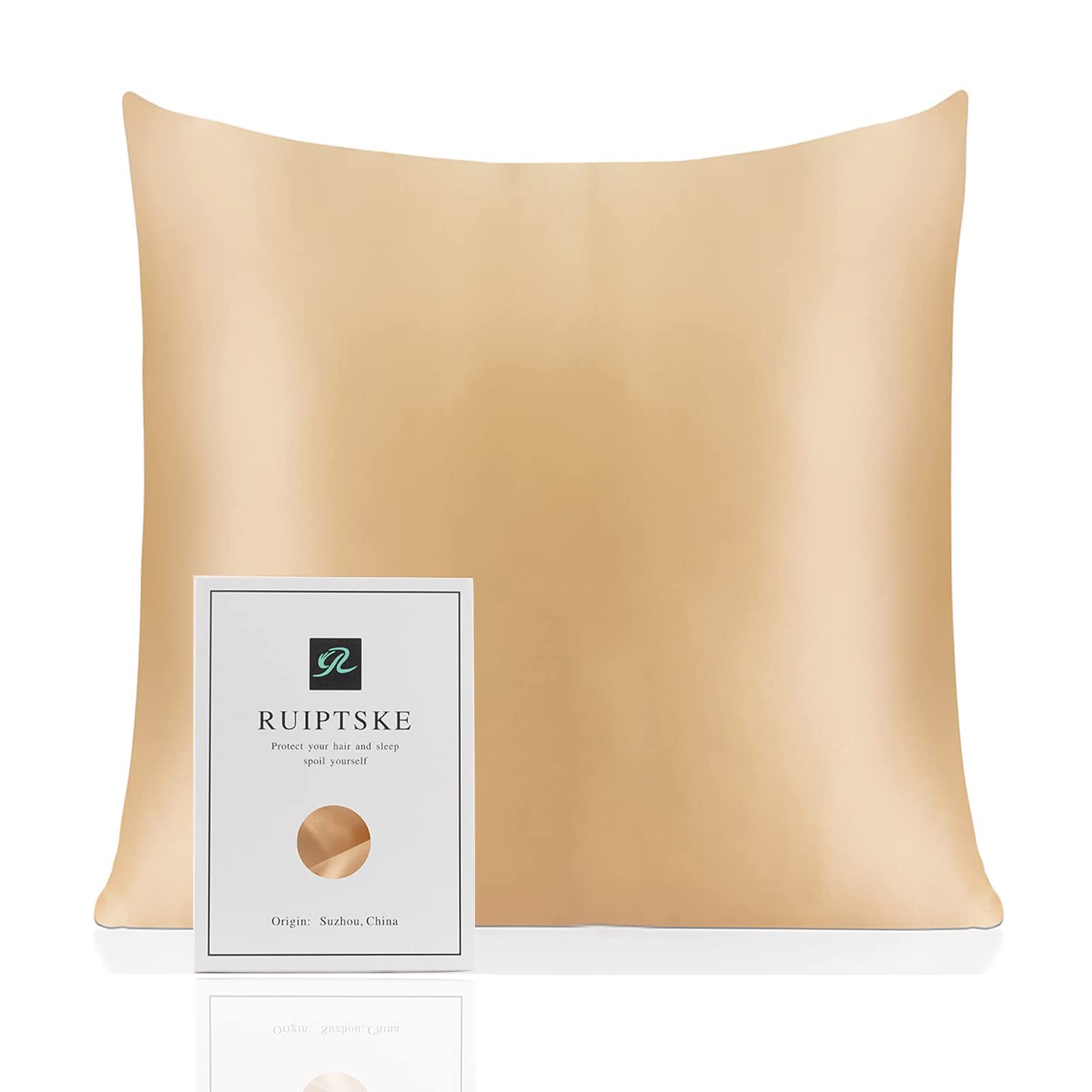 Silk Pillowcase for Pillow 100% Silk 22 Momme Oeko-Tex® Certified Anti-Ageing Hair and Skin Benefits (65 x 65 cm, Champagne)