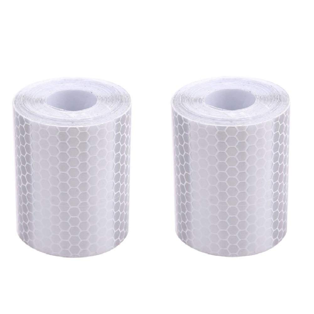 BigTron Reflective Tape, Safety Mark Warning Tape Conspicuity Waterproof for Vehicles Cars Bikes 3m x 50mm, 2 Rolls Silver White