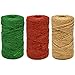 Gift Boutique Christmas Baker's Jute Twine, 3 Rolls of Red, Green and Natural Holiday Decorative String for Arts 'n' Crafts, Packing, Wrapping and Party Supplies, 450 Feet