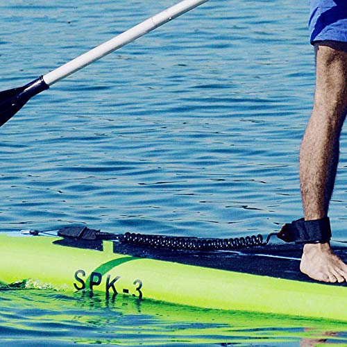 SUP Surfboard Leash,String Ankle 7mm-10ft for Long Surfing Board,Calf Paddle Board,10’ Coiled Leg Rope,Black