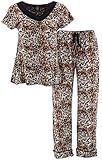 Rene Rofe Women's Tan Leopard Pajamas
