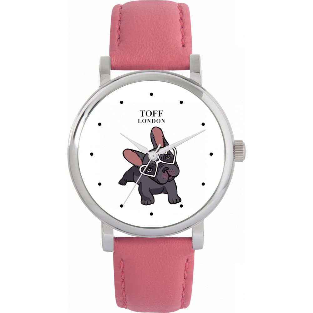 Toff London Ladies Grey French Bulldog Watch