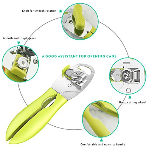 Can Opener, 4-IN-1 Stainless Steel Manual Heavy Duty Tin Opener, with Ergonomic Handle for Kitchen Cooking and Can Opening- Ultra Sharp Cutting Tool, Non-slip Handle for Easy-to-Use - Thumbnail 2