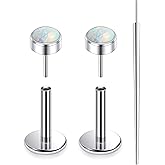 Xnsjeyy 20G 18G 16G F136 Titanium Threadless Flat Back Earrings Nose Studs Tragus Forward Helix Conch Cartilage Lobe Earrings Medusa Labret Snake Bite Monroe Lip Ring Piercing Jewelry For Women Men