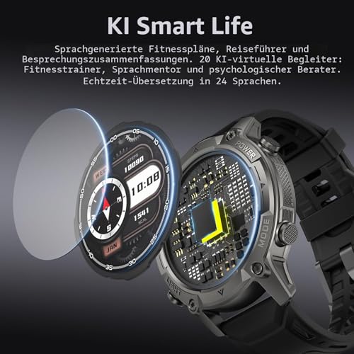 SOUYIE Men's Smartwatch with GPS, Offline Maps & 6 Satellite Navi, 5ATM Waterproof, 21 Day Battery, AI Voice Assistant, 178 Sports Modes, Fitness Tracker with Heart Rate Monitor & Sleep Monitor for Android iOS