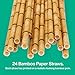 Kicko Bamboo Paper Straws - Pack of 24-7.75 Inch Biodegradable Drinking Straws - Eco-Friendly - for Party Favors