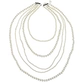 Faux Pearl Necklace for Women Multi Strand Layered Pearl Necklaces Long Pearls Beaded Necklace Wedding Party Costume Jewelry