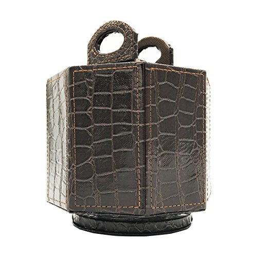 UnionBasic PU Leather Crocodile Pattern 360 Degrees Rotatable Remote Control Organizer, Spinning Mail/Media Desktop Organizer Caddy Holder (Brown)