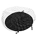 VBIGER Fascinator Hats Wedding Hats Pillbox Hat Woolen Felt Hat Bow Veil For Women (Black 4)
