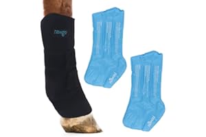 NEWGO Horse Ice Pack Reusable Horse Leg Wrap for Injury, Cooling Horse Knee Wrap Full Coverage Leg Ice Boot Cold Pack 1 Wrap with 2 Gel Packs for Knee, Legs, Boots, and Hooves