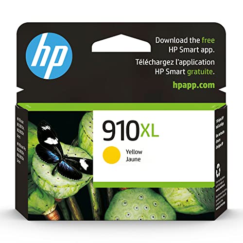 HP 910XL Yellow High-yield Ink Cartridge | Works with HP OfficeJet 8010, 8020 Series, HP OfficeJet Pro 8020, 8030 Series | Eligible for Instant Ink | 3YL64AN