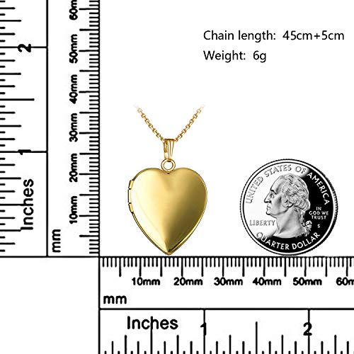 YOUFENG Love Heart Locket Necklace that Holds Pictures Polished Lockets Necklaces Birthday Gifts - Image 3