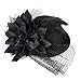 Coolr Women's Fascinator Flower Hair Clip Feather Burlesque Punk Mini Hat Black
