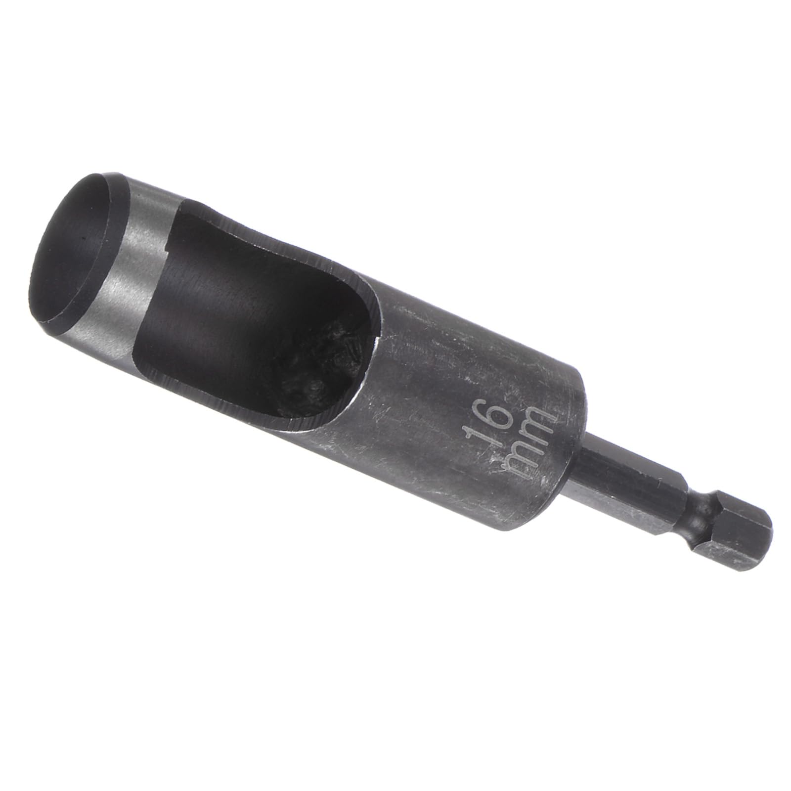 Kozelo Leather Hole Punch Tool - [16mm x 1/4" Shank] Extension Hex Shank Drill Bit Carbon Steel Hollow Puncher for Fabric Leathercraft Belts Use, 95mm Length