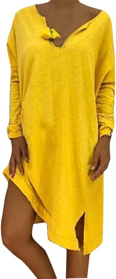 yellow long sleeve dress women's