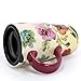 Minigift Ceramic Coffee Mug，Flower Travel Cup with Lid，Handmade Milk Tea Mug 16oz-Colorful