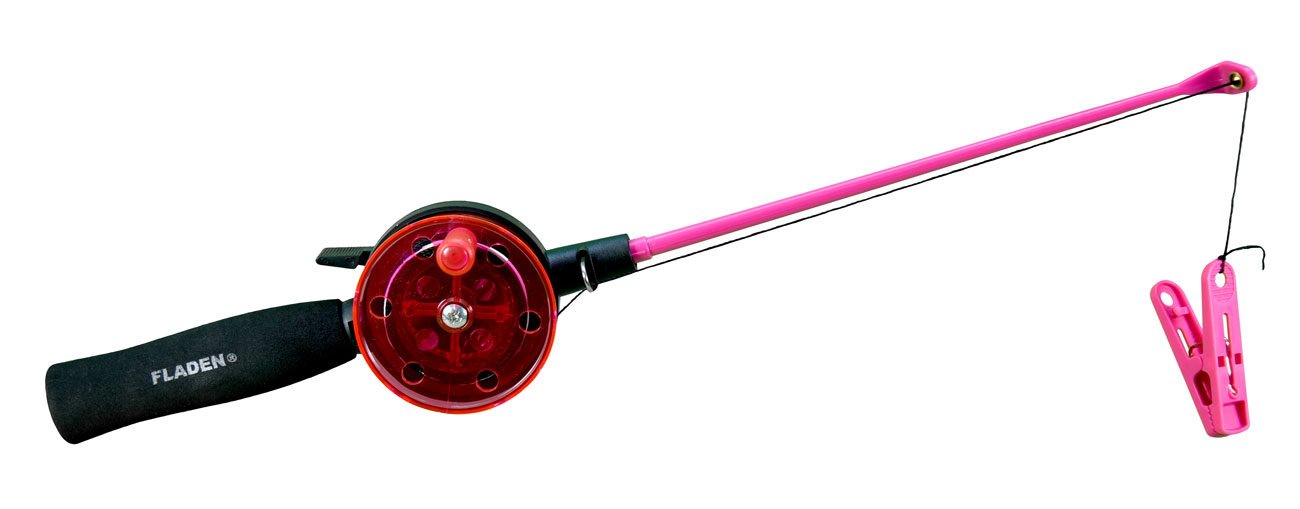 FLADEN Fishing - Crab Crayfish Bait Peg Rod Reel and Line Set (PINK or GREEN) - No Hooks - Perfect for Kids For Coastal Shore Rock Pool Crabbing (Pink) [31-645]
