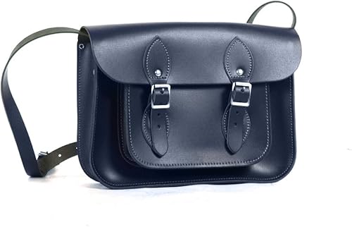 navy leather satchel